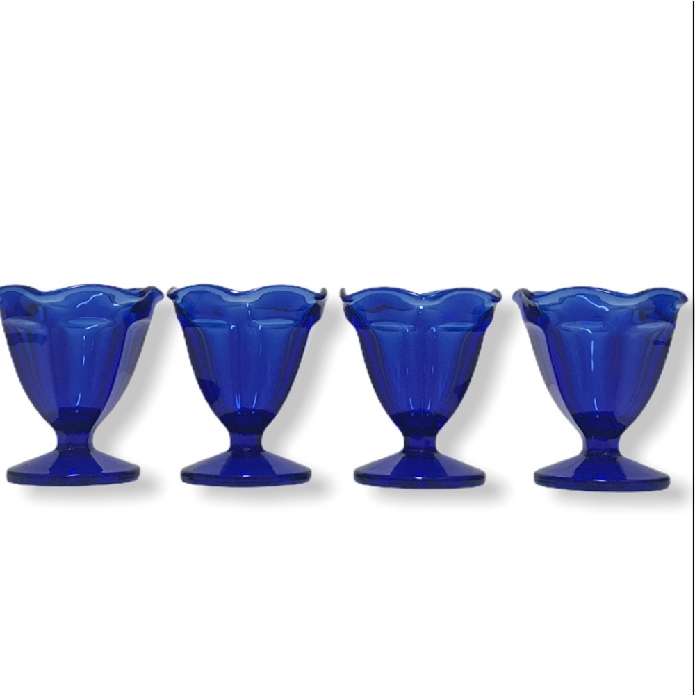 Vintage Anchor Hocking Cobalt  Blue Dessert Cups